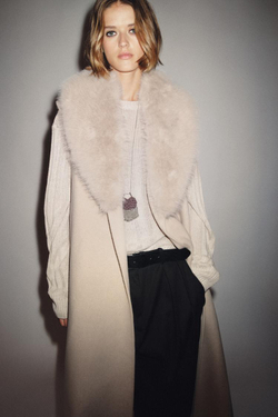 ZARA ЖИЛЕТ С ВОРОТНИКОМ ИЗ ИСКУССТВЕННОГО МЕХА — ZW COLLECTION, ЭКРЮ