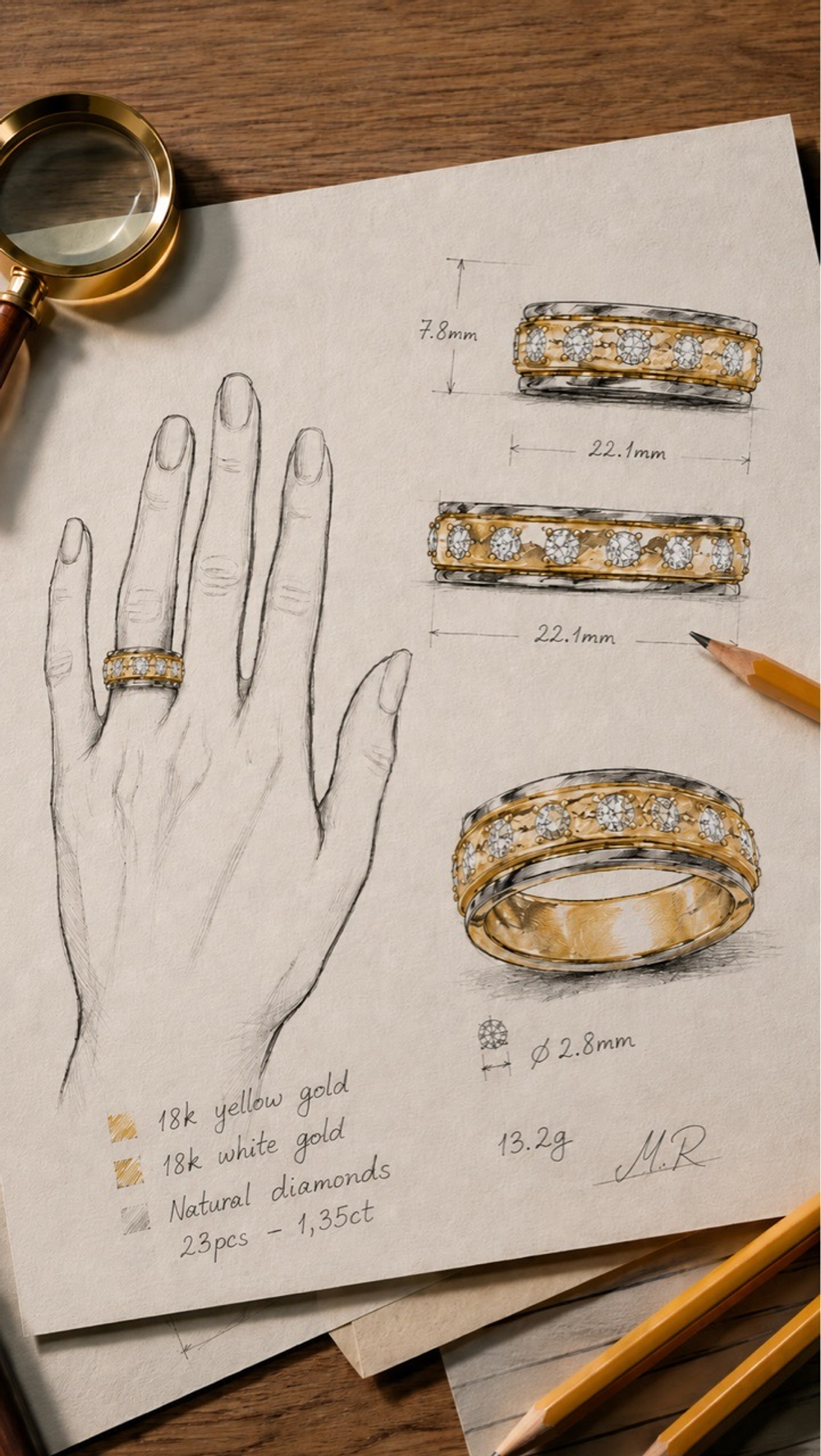 Кольцо — медитация Muse Pink Topaz & Gold