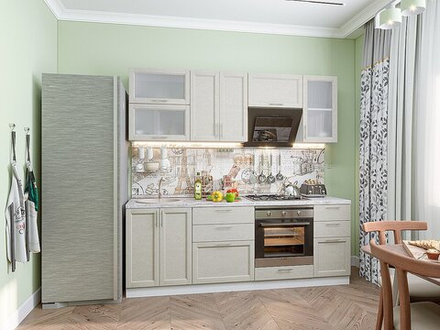 Прямая модульная кухня Сканди-02 Cappuccino Softwood - Белый 2140*2200*600