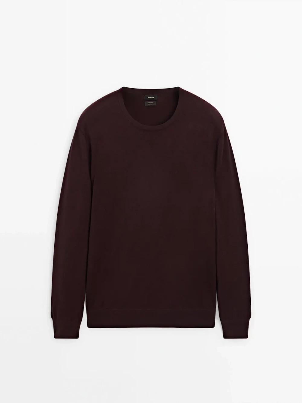 Massimo Dutti Хлопковый свитер с длинными рукавами, бордо