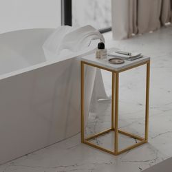 Набор из 2-х столиков Mayen Gold, белые/золотистые