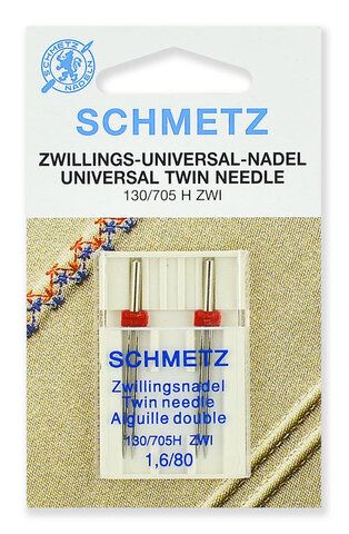 Иглы 24 Schmetz универсальные двойные 130/705H ZWI № 80/1.6 2шт