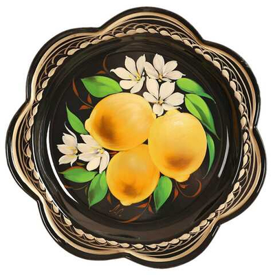 Жостовский поднос декоративный, размер 18 см (A1), металлический