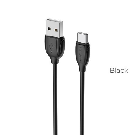 USB - Type-C Borofone BX19 Benefit, 1.0м, круглый, 3.0A, силикон, цвет: чёрный