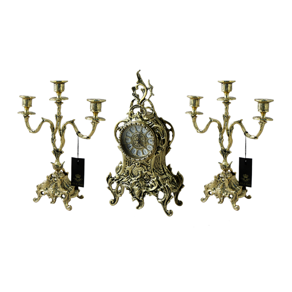 Bello De Bronze Каминные часы с канделябрами "Дон Луиш", "золото"