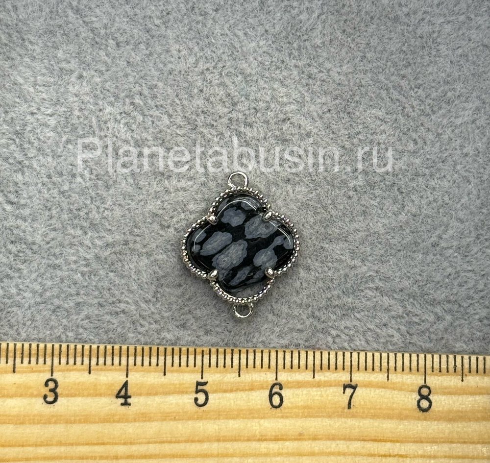 Разделители люкс (Корея) четырехлистник с натуральным камнем 0089