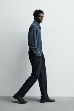 ZARA ДЖИНСЫ STRAIGHT FIT ХЛОПОК — ШЕРСТЬ, СИНИЙ