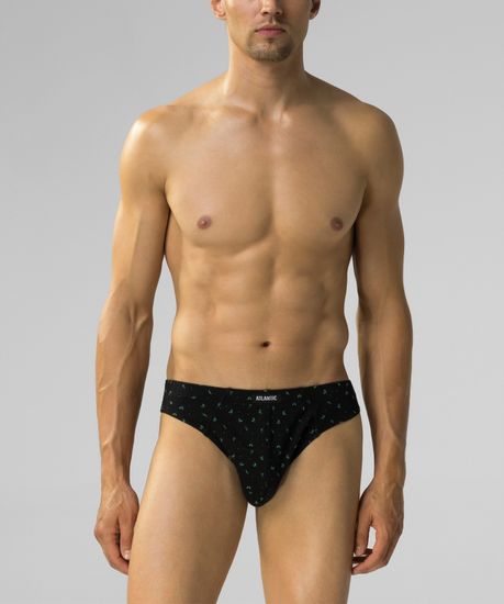 Мужские трусы (3шт) слипы спорт Atlantic 3MP-178, хлопок, черный + изумрудный + черный