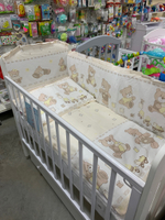 Комплект в кроватку 6-ти предметный "Мишка с кубиками" бежевый цвет