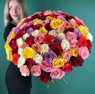 Flower bouquet of 101 Ecuadorian roses mix