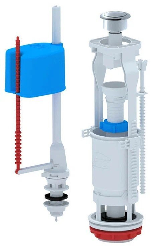 Арматура для бачка, нижняя подводка, кнопка хром, пласт