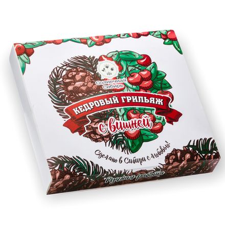 Кедровый грильяж "с Вишней" / шоколадная глазурь / 120 гр / Солнечная Сибирь
