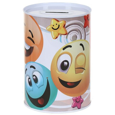 Копилка Смайлы, 10х15 см, мет-л, Y4-4292, в асс