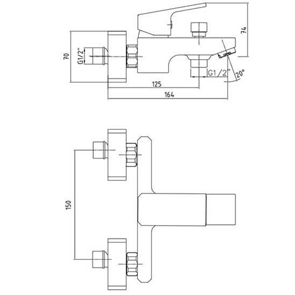 Смеситель E.С.А. Tiera 102102469EX  для ванны схема