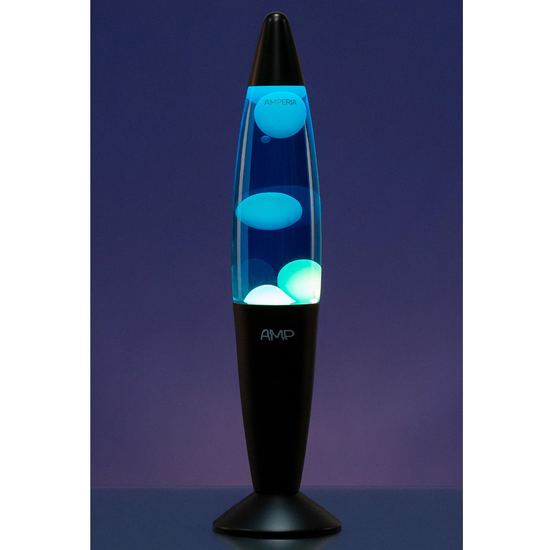 Лава лампа Amperia Rocket Белая, Синяя, корпус черный (35 см)