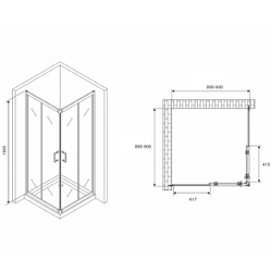 Душевой уголок Abber Schwarzer Diamant 90x90 AG020905 профиль Хром стекло прозрачное
