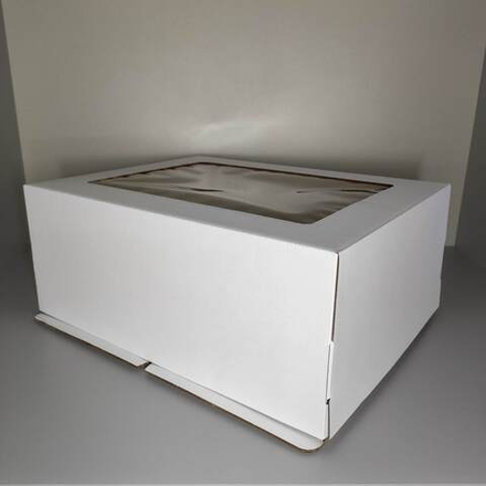 Коробка для торта с окном белая 42х33х17 см