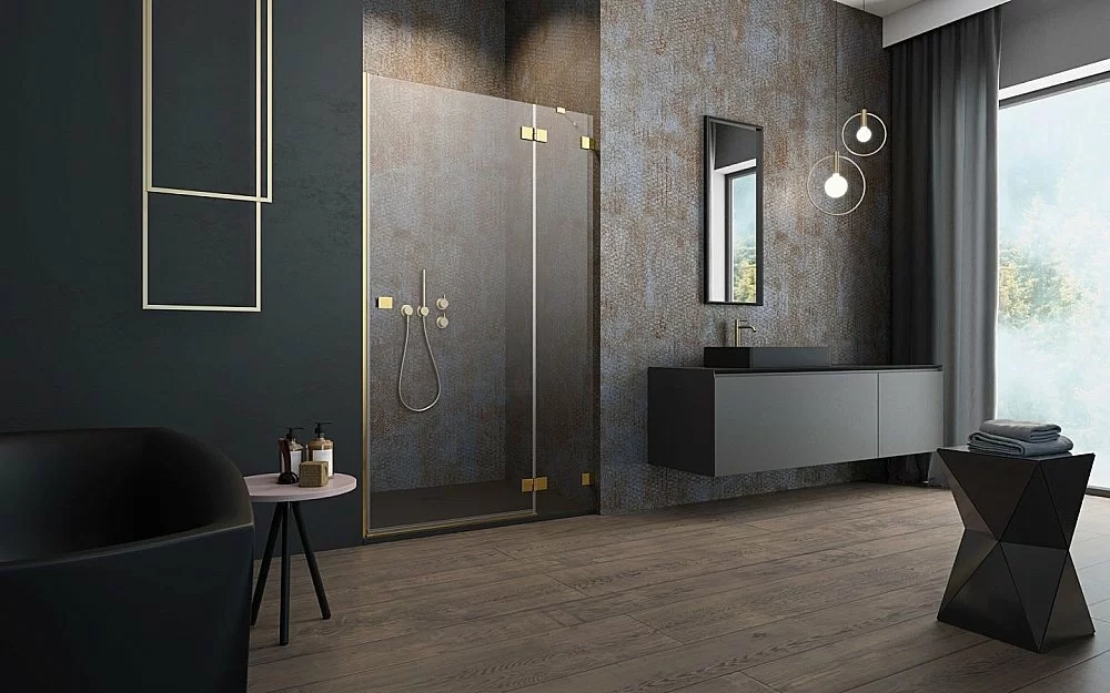 Душевая дверь Radaway Essenza Pro Gold DWJ 120 стекло прозрачное/профиль золото