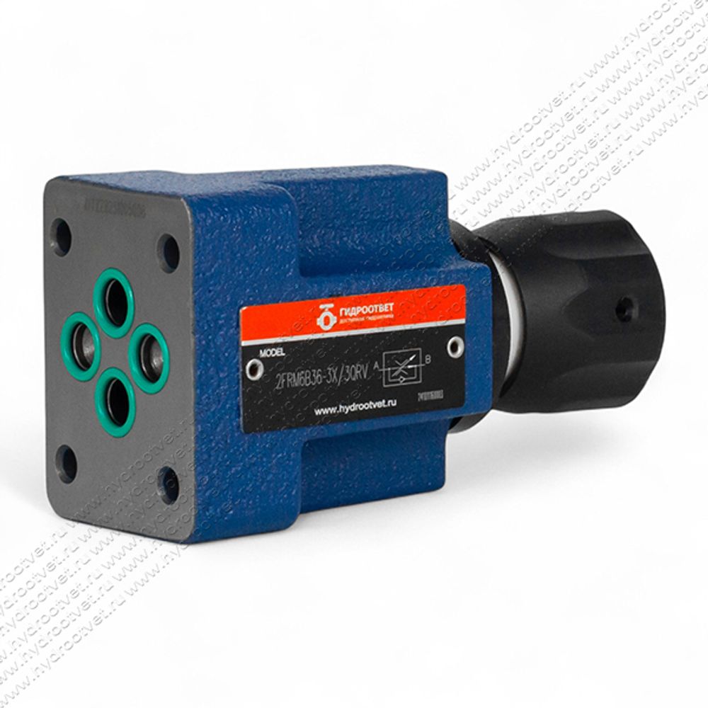 2FRM6B36-3X/3QRV - Регулятор расхода Ду 6 для монтажа на плиту, номинальный расход 3 л/мин, B = без доп. канала (стандарт), обратный клапан - есть