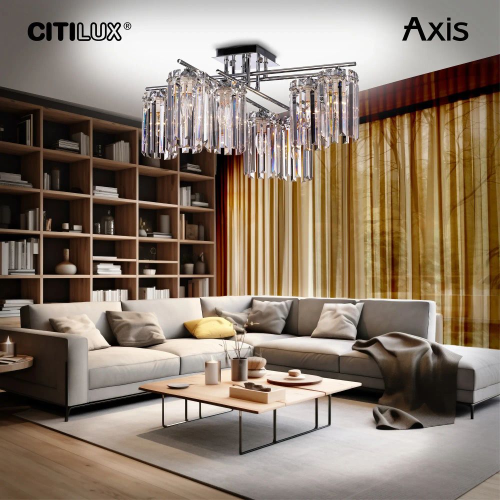 Citilux AXIS CL313281 Люстра хрустальная потолочная Хром