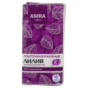 Платочки бумажные Amra ароматизированные Лилия 10 шт/пач 240 пач/мат