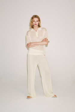 ZARA БРЮКИ ПРЯМОГО КРОЯ, ЭКРЮ