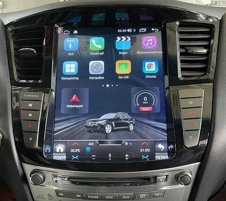 Магнитола для Infiniti QX60, JX35 (пластиковый верх) - Carmedia NH-I1201-1 ("Тесла-Стиль") Android 10, 4ГБ+64ГБ, SIM-слот
