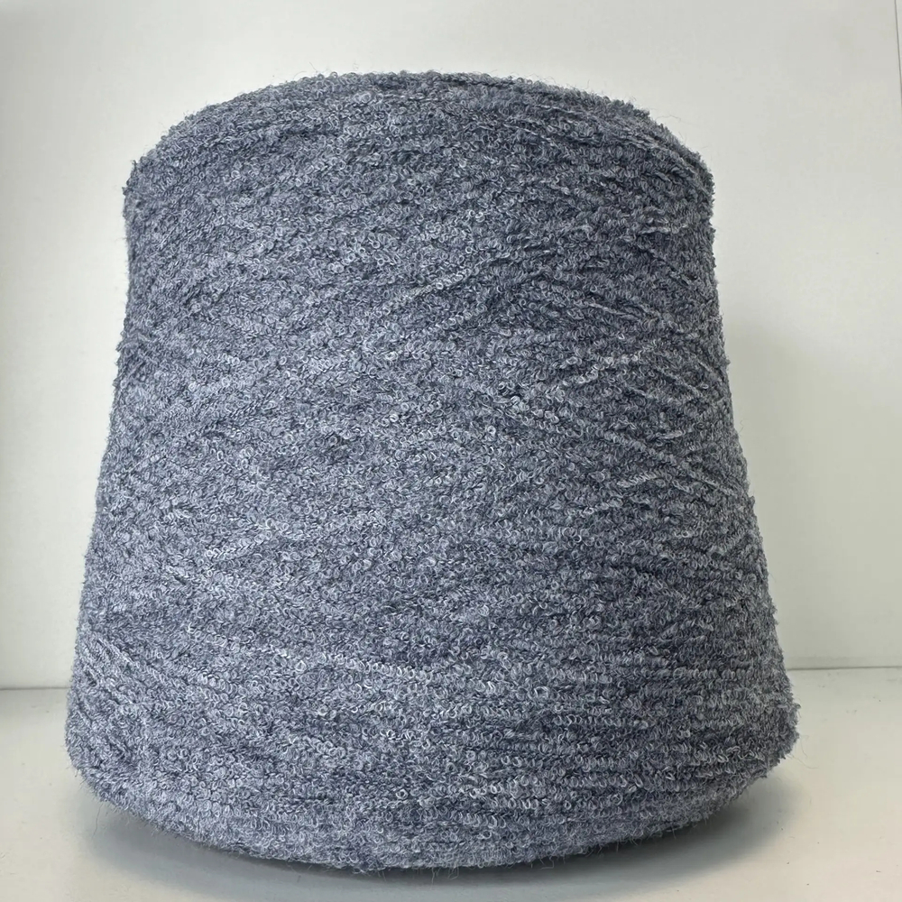 GILDINO - New Mill; 65% меринос, 35% п/а; 1400м/100гр; Букле мелкое; цвет: пыльно-синий джинсовый меланж;