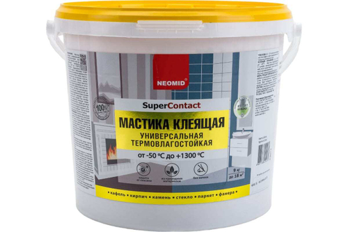 МАСТИКА КЛЕЯЩАЯ ТЕРМОСТОЙКАЯ УНИВЕРСАЛЬНАЯ (9КГ) НЕОМИД