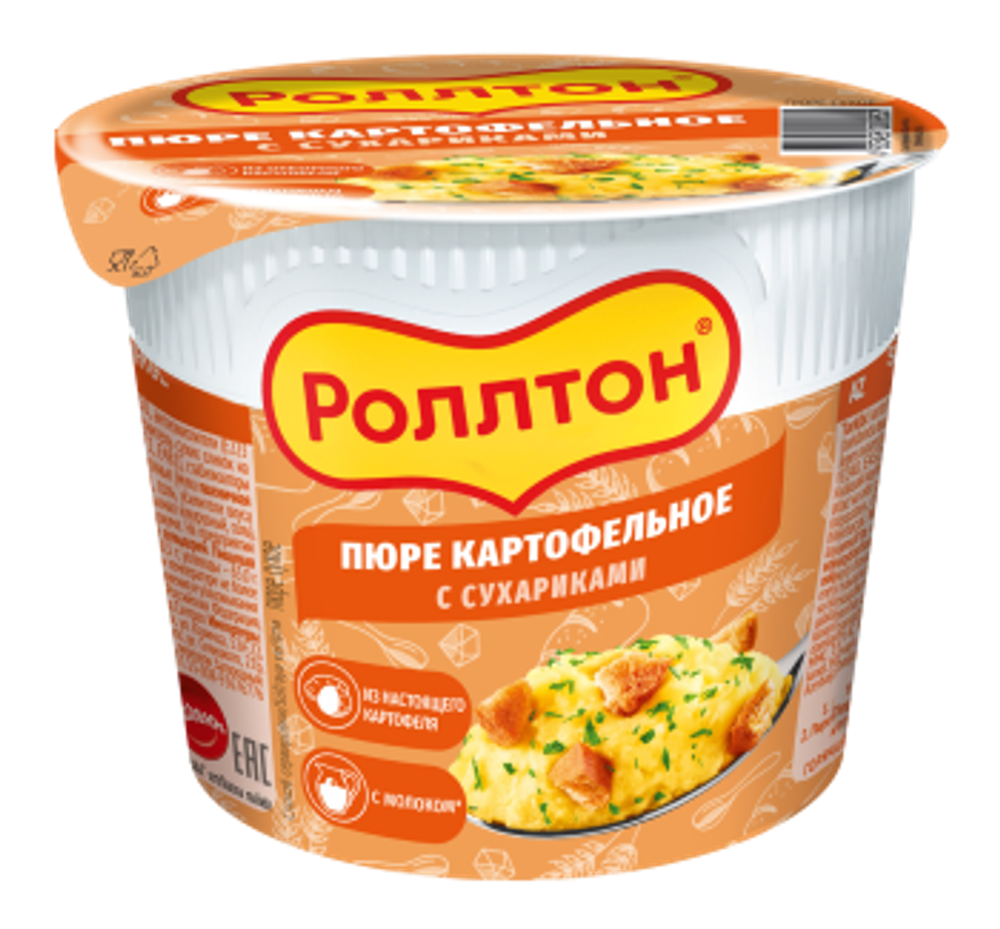 пюре Роллтон (стакан) с сухариками 40гр (1х24)