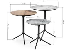 Комплект столиков Рускус белый мрамор / серый мрамор / галифакс