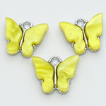 Подвеска Бабочка, цвет желтый+серебро, размер 12*13 мм, цена за 1 шт