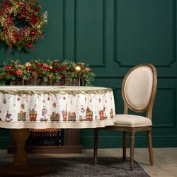 СКАТЕРТЬ КРУГЛАЯ "ЩЕЛКУНЧИК" ,220СМ БЕЖЕВЫЙ 100% ХЛОПОК , ТВИЛ