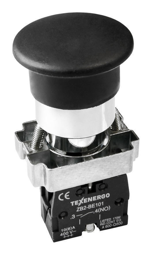 Кнопочный выключатель LAY5-BС21 "Грибок" черный 1з