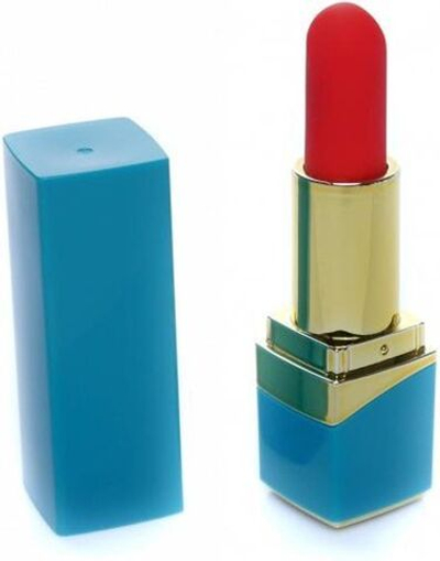 Голубой мини-вибратор в форме помады (Цвет: голубой)