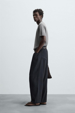 ZARA ФУТБОЛКА RELAXED FIT, СЕРЫЙ МЕЛАНЖ