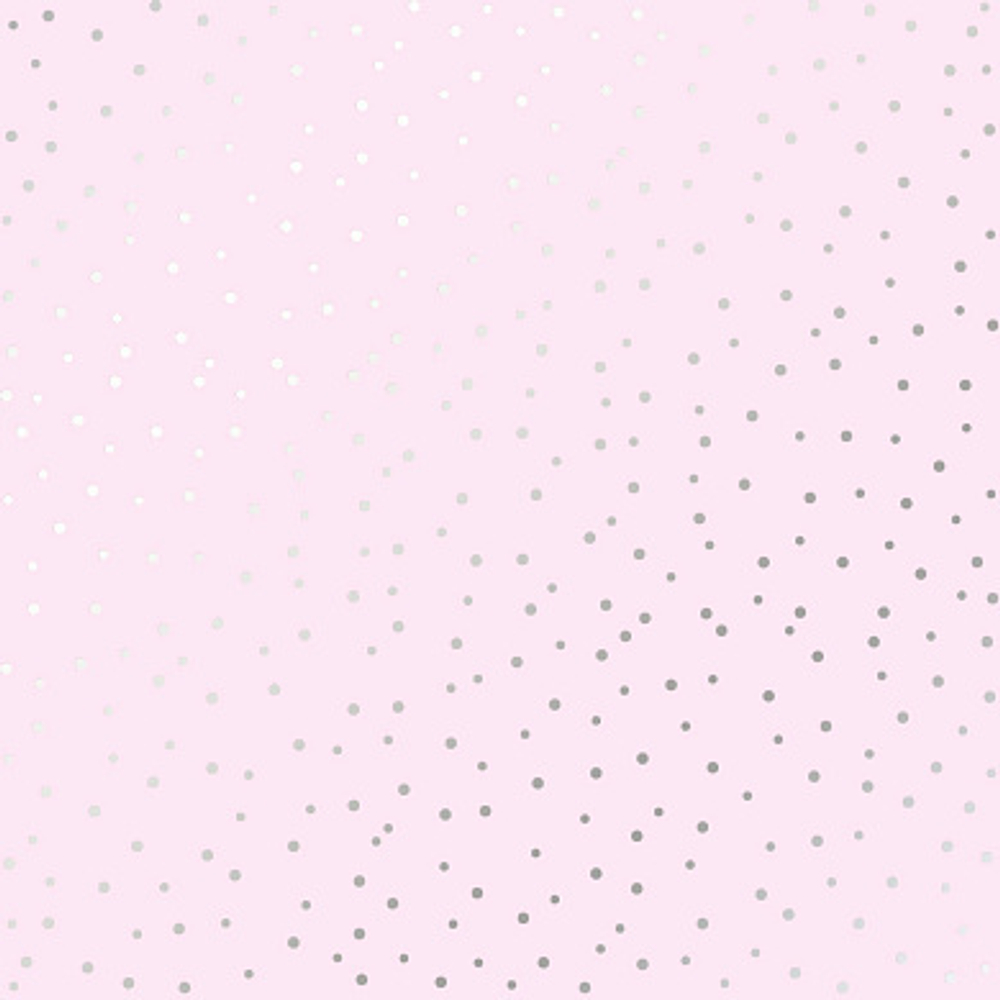 Лист односторонней бумаги с серебряным тиснением, дизайн Silver Drops Light pink, 30,5см х 30,5см