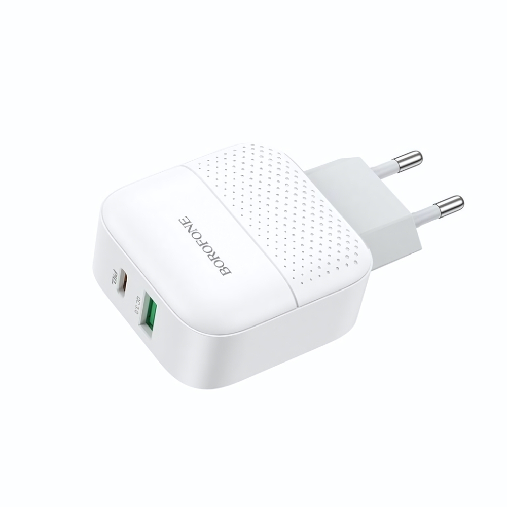 Зарядное устройство Borofone BA46A PD18W+QC3.0 3A Type-C+USB White