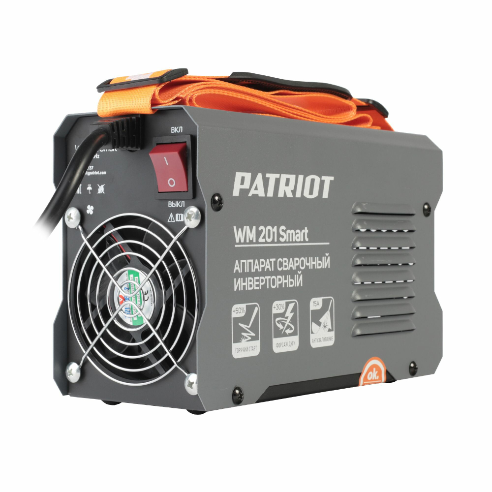 Аппарат сварочный PATRIOT WM 201 Smart /MMA /200 А/ 8,3 кВт/ ПВ 60%/ работа от 140 В
