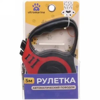 Поводок-рулетка «Дог» 5м до 15кг цвет красный✦