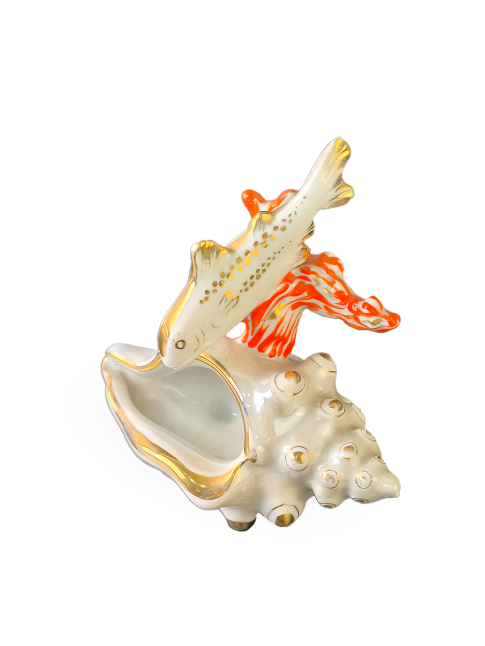 Фарфоровая статуэтка "Рыбка и ракушка" Дулево