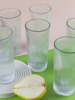 Набор ребристых бокалов для воды, 330 мл. 6 шт. прозрачные