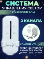 Пульт управления для световых приборов 2 канала, крепление на стену для пульта в комплекте, функция выключения, отмена таймера, дальность 30 м.