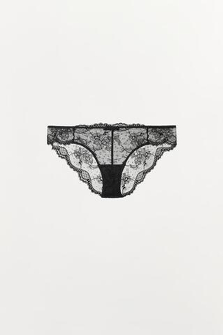 ZARA КРУЖЕВНЫЕ ТРУСЫ, ЧЕРНЫЙ