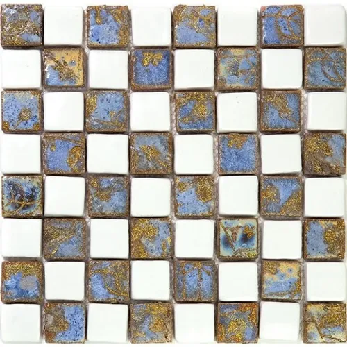 Vint-4-3 Испанская керамическая мозаика Gaudi Vintage коричневый белый квадрат