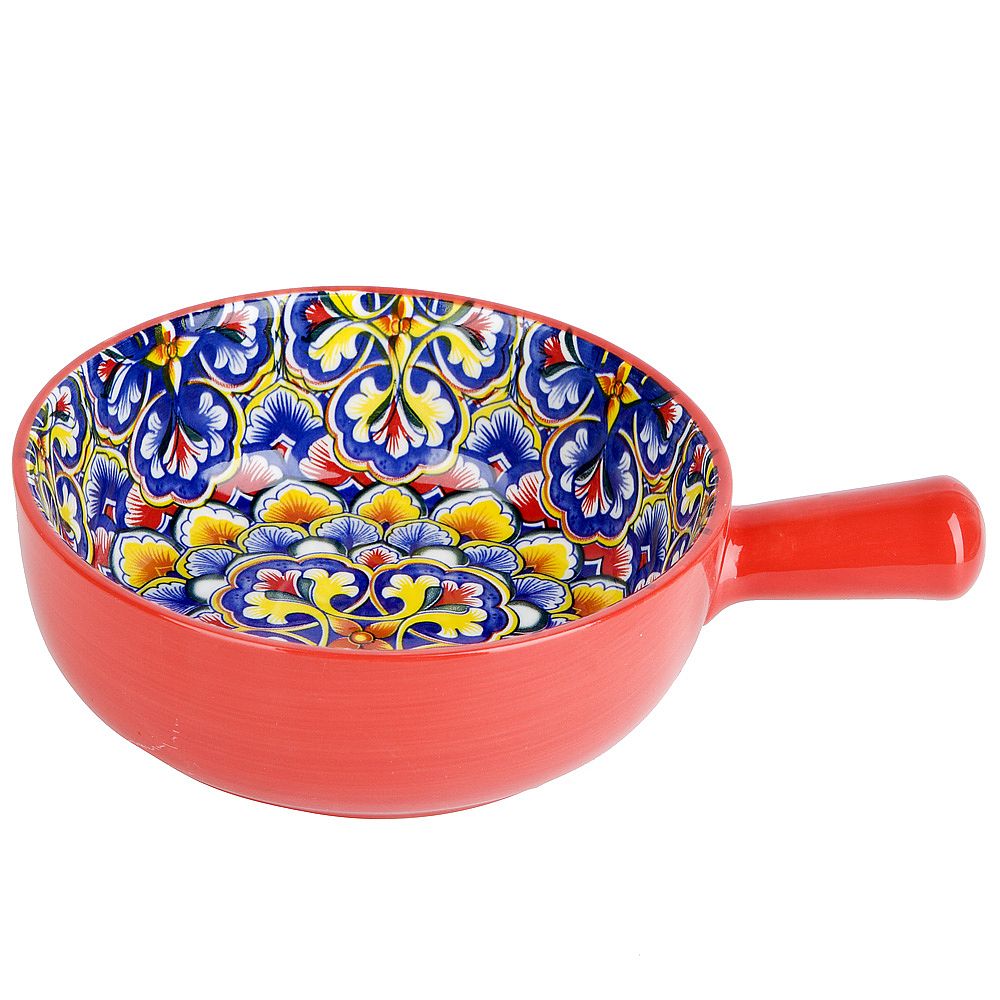 Кокотница с ручкой " " (красный) 21,5х16х5,8см v=700мл (подарочная упаковка)