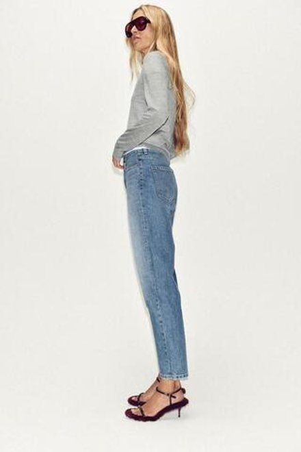 ZARA ДЖИНСЫ Z.05 MOM FIT RIGID С ВЫСОКОЙ ПОСАДКОЙ, ВЫЦВЕТШИЙ СИНИЙ