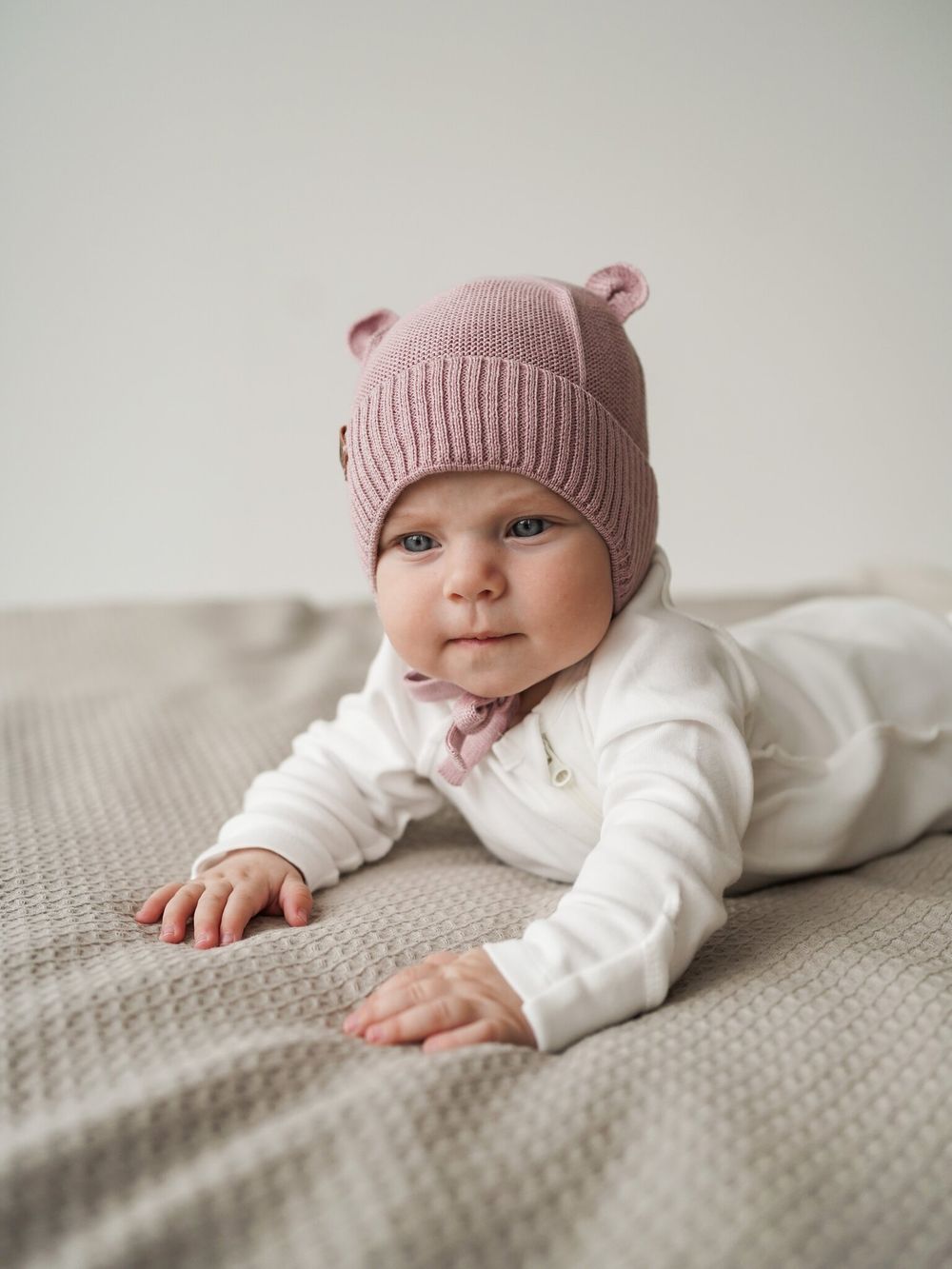 Шапка хлопковая на подкладе "Пудра" 0+