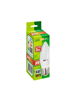 Лампа светодиодная PLED-ECO 5Вт C37 свеча 3000К тепл. бел. E27 400лм 230В JazzWay 2855312A