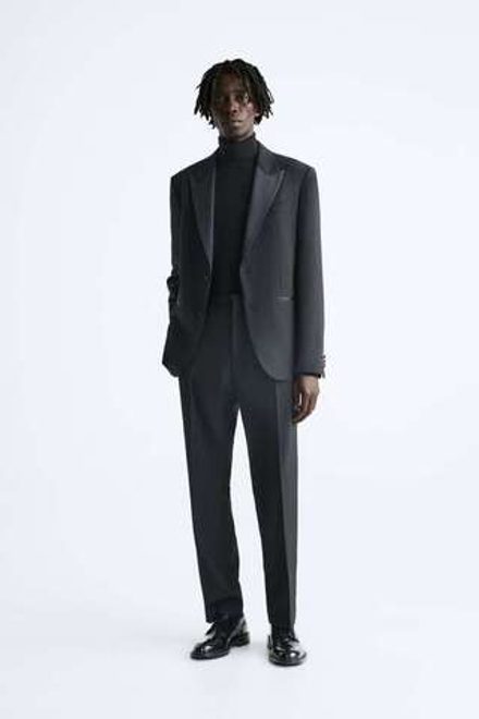 ZARA КОСТЮМНЫЕ БРЮКИ ПОД СМОКИНГ, ЧЕРНЫЙ